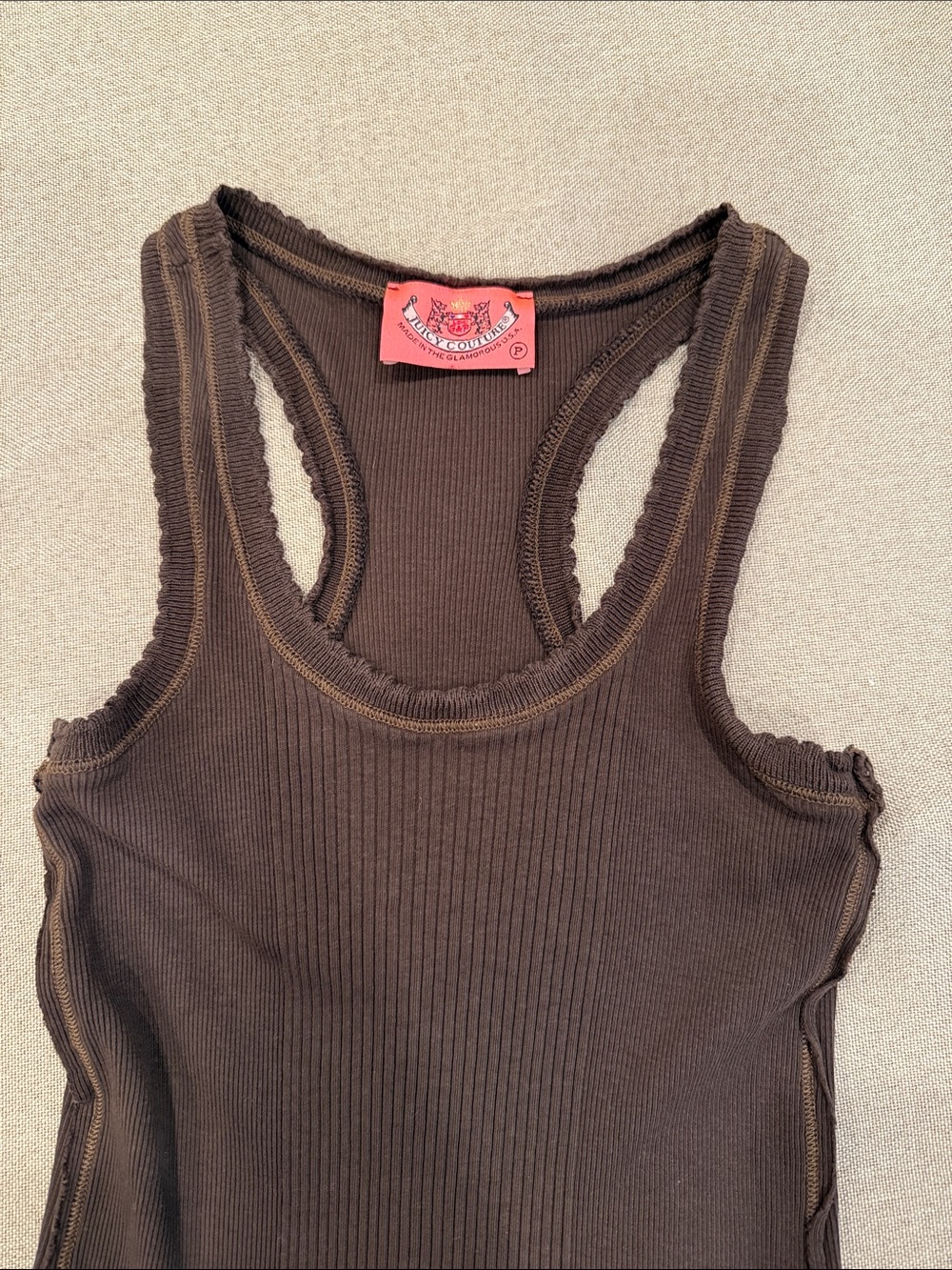 Juicy Couture Chocolate Brown Ribbed Racerback Tank